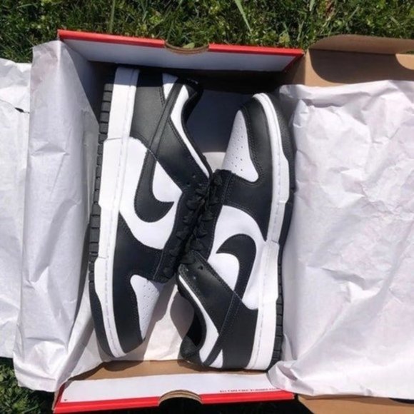 ? Nike Dunk Low  ?White Black Panda Laser  Unisex Sneakers SHOE SIZES